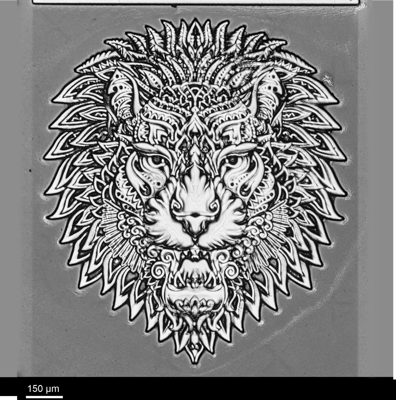 Lion head · greyscale relief